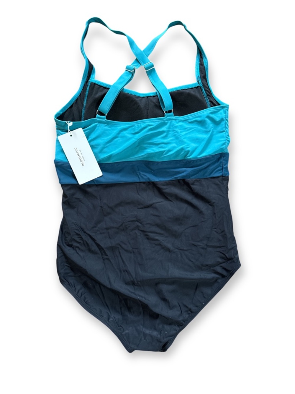 BloomChic Teal & Black Twist-Front One-Piece Swimsuit - Picture 3 of 9